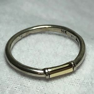 Silver and gold stacking ring.